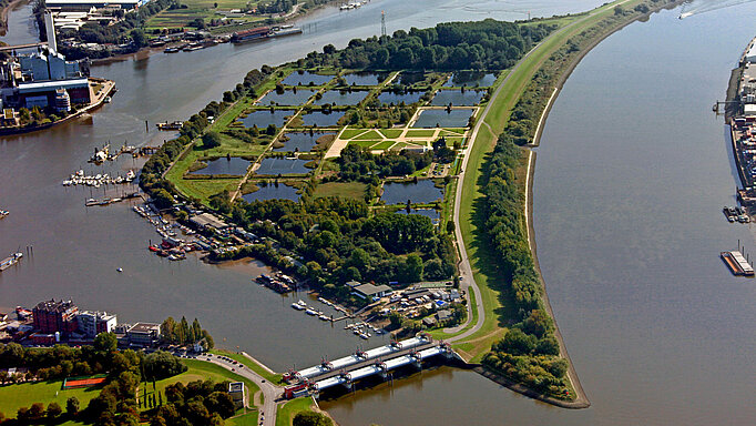 Wasserkunst Elbinsel Kalthofe: Luftbild